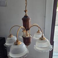 Lampadario legno massello