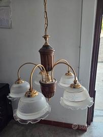 Lampadario legno massello