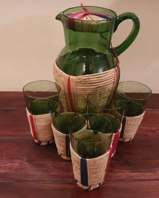 Set caraffa vintage da 2 litri con 5 bicchieri