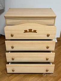 Mobiletto fasciatoio con vaschetta per bagnetto