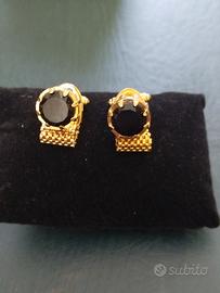 Gemelli in finto oro giallo con pietra centrale