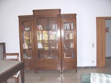 Libreria Vintage in Noce Massello 3 Ante Vetro