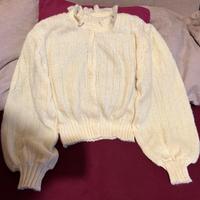 Maglione Cardigan di lana giallo pastello