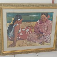 quadro grande stampa con cornice in legno oro
