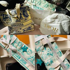 CHRISTIAN DIOR BOOK TOTE IN TELA RICAMATA VERDE