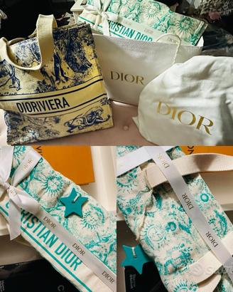 CHRISTIAN DIOR BOOK TOTE IN TELA RICAMATA VERDE