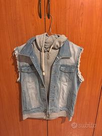 Gilè in jeans con cappuccio