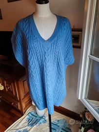 maglione a gilet Twin Set oversize lana azzurro