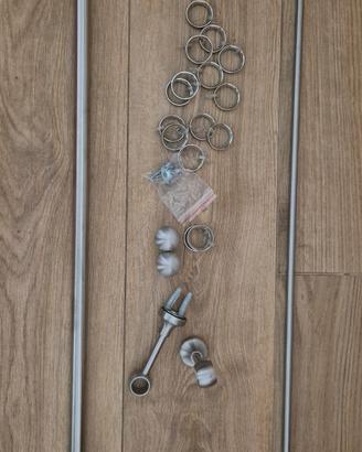 Bastone per tende completo metallo satinato 158cm