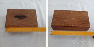 2 Scatole Legno Vintage - Salvadanaio 12cm + Guerl