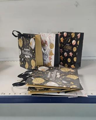 6 Shopper Carta Happy Birthday 18x23+10 cm