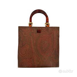 Borsa a mano Etro Pelle fantasia paisley Marrone