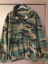 Felpa pile da caccia mimetico con marsupio