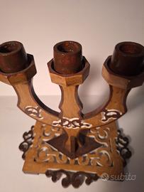 Candelabro in legno con tre posti x candele