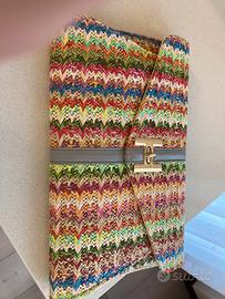 Pochette donna in rafia multicolore