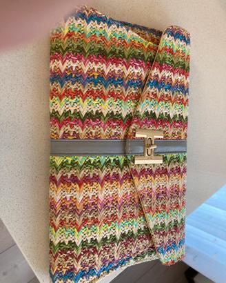 Pochette donna in rafia multicolore