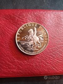 MONETA  HAITI•10°ANNIVERSARIO RIVOLUZIONE •Ag.999•