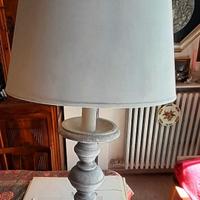 lampada da tavolo in legno 92xØ45 paralume stoffa