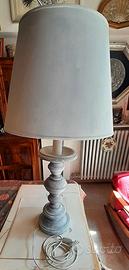 lampada da tavolo in legno 92xØ45 paralume stoffa