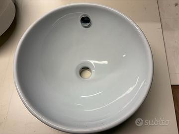 Lavabo tondo da appoggio in ceramica bianca
