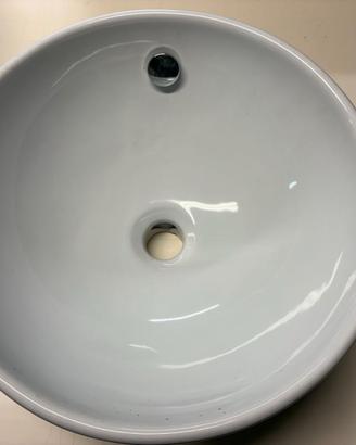 Lavabo tondo da appoggio in ceramica bianca