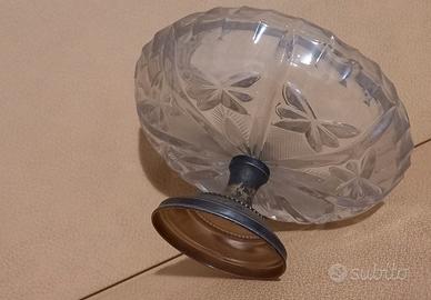 Posacenere vintage in cristallo e argento