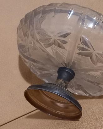 Posacenere vintage in cristallo e argento