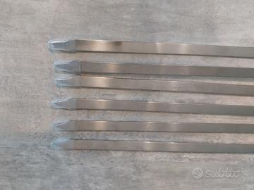 Spiedini BBQ Acciaio Inox 55 Cm - 8 Pezzi Con Pennello Olio E Sacchetto - Foto 2