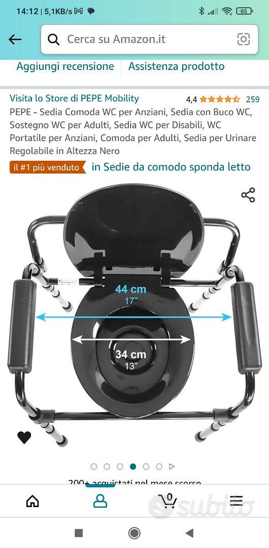 PEPE - Sedia Comoda WC per Anziani, Sedia con Buco WC, Sostegno WC per  Adulti, Sedia WC