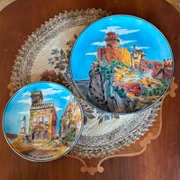 Coppia piatti decorativi ceramica San Marino vinta