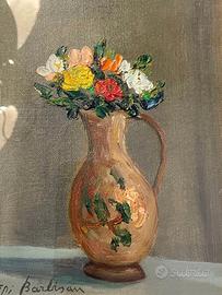 Quadro dipinto olio su tela con cornice in legno 