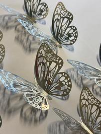 Farfalle adesive 3D argento traforate