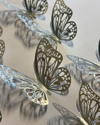 Farfalle adesive 3D argento traforate