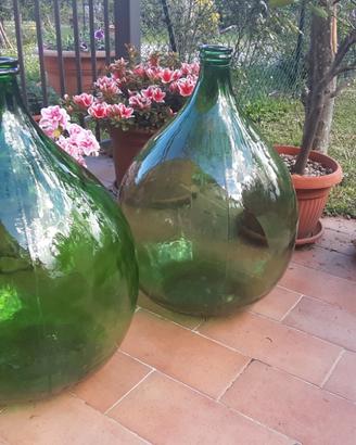 2 Damigiane colore Vetro Verde capacità 54 litri c