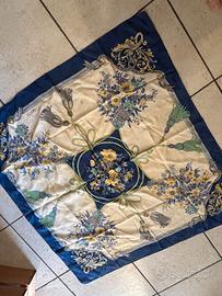Foulard Gucci vintage carré floreale blu e crema
