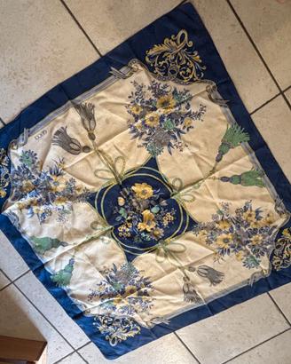 Foulard Gucci vintage carré floreale blu e crema