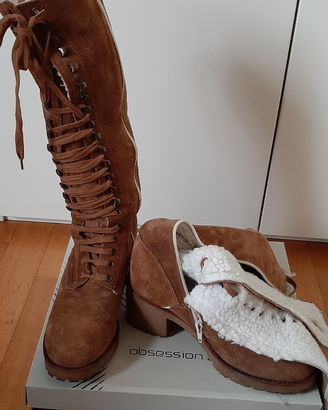 Stivali anfibi donna con pelliccia