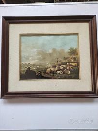 stampa con cornice scena pastorale