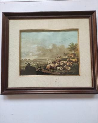 stampa con cornice scena pastorale