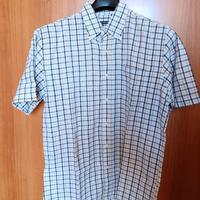 Camicia misto lino a quadri, mezza manica