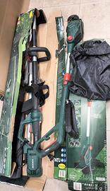 tagliasiepi telescopio e tagliabordi elettrico 