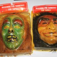 MASCHERA CARNEVALE GOMMA MOSTRI  E CAPELLI ANNI 80