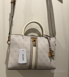 GUESS Ginevra Logo Elite Society Satchel Stone