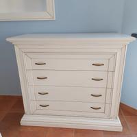  Cassettiera e comodini -bianco in legno massiccio