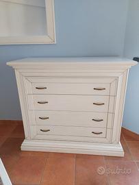  Cassettiera e comodini -bianco in legno massiccio
