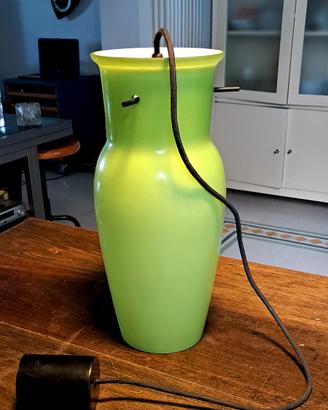 Anni'60 Vistosi - Lampadario Opale Verde Vetro 