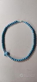 Collana donna ragazza con perline azzurro 