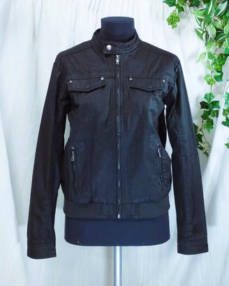 Giacca biker giubbetto similpelle nero chiodo