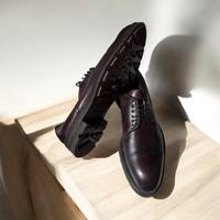 Derby artigianali in pelle bordeaux-uomo 42 a mano