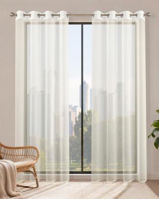 Tende in voile Beige 140x260,Set 2 Tende